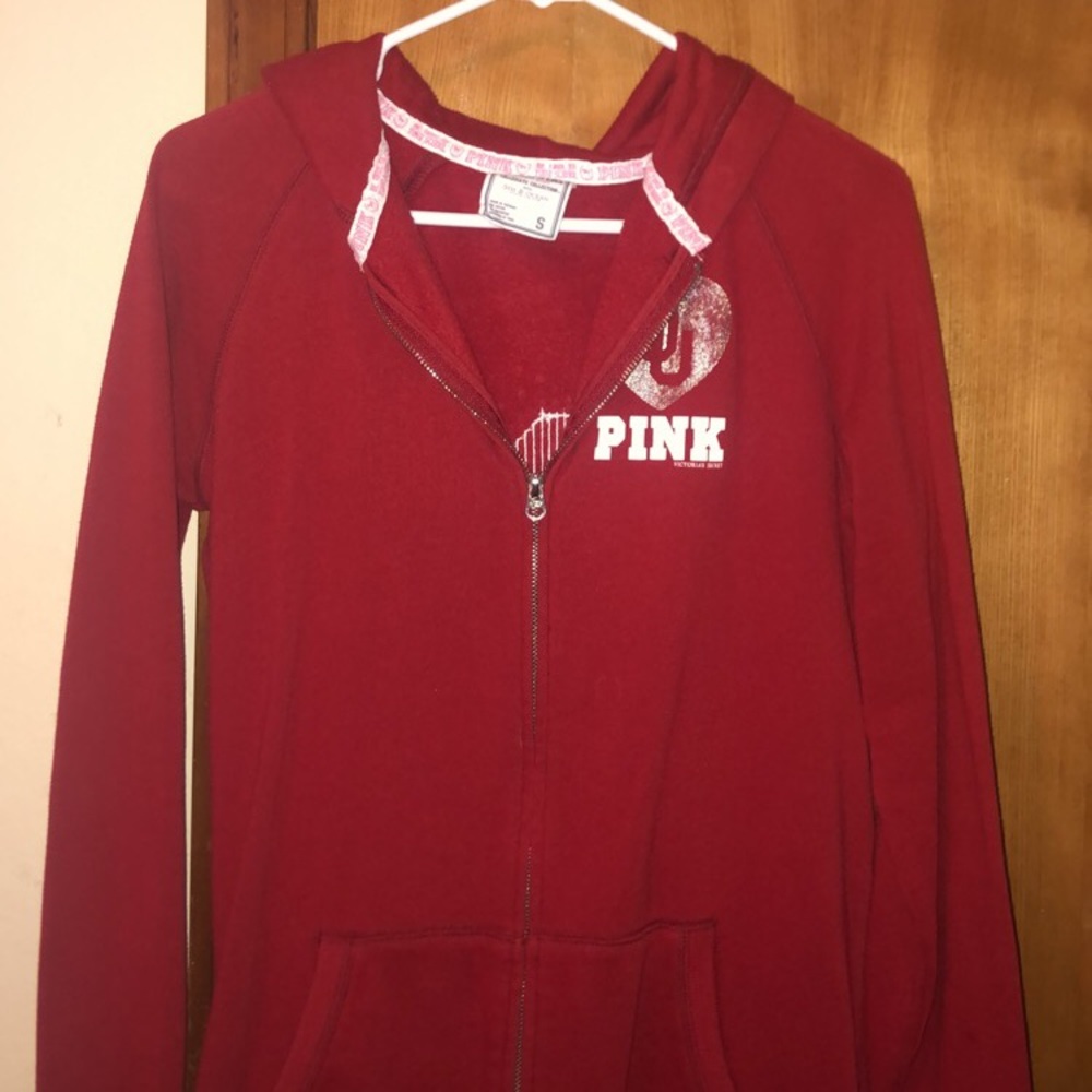 victoria secret red OU zip up